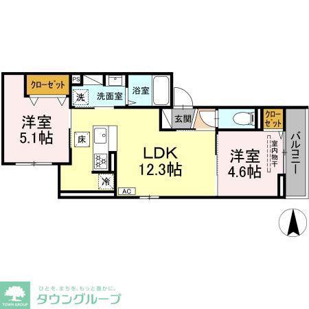 CIELMER湘南(2LDK/1階)の間取り写真