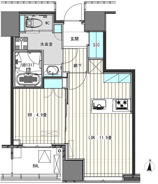 WHITETOWERHAMAMATSUCHO(1LDK/2階)の間取り写真