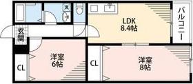 クレセル利倉東I(2LDK/3階)の間取り写真