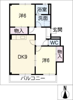 イーストピア(2DK/2階)の間取り写真