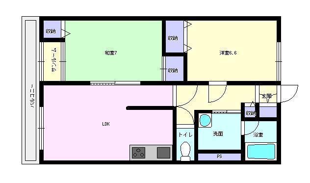ビューパレス白金(2LDK/1階)の間取り写真