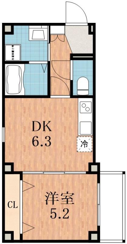 GARDENIA天王寺南(1DK/3階)の間取り写真
