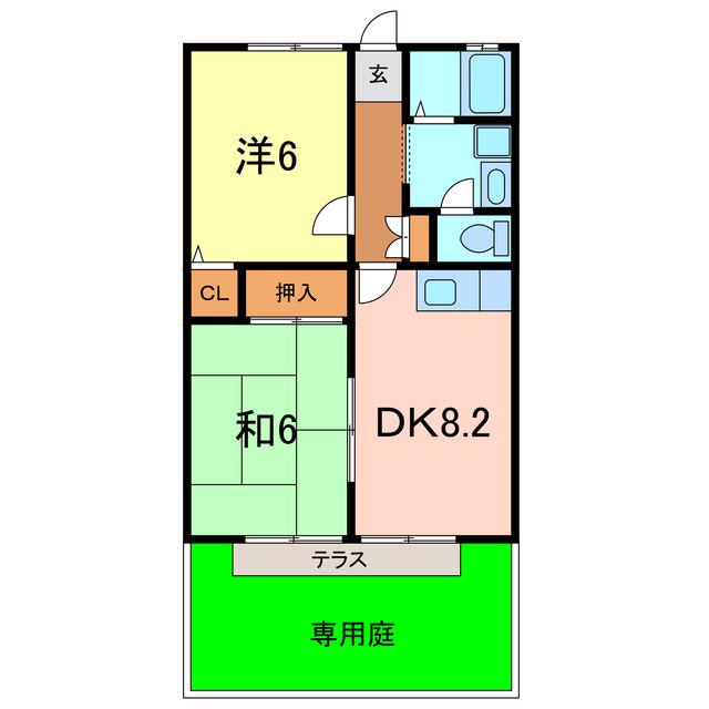 ルミエール A(2DK/1階)の間取り写真