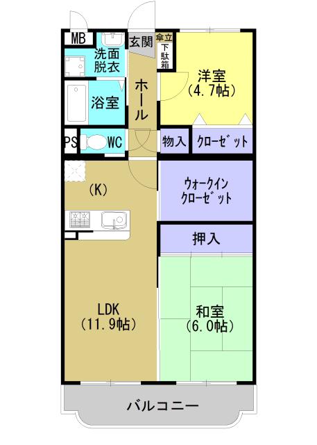 サンライズK(2SLDK/3階)の間取り写真