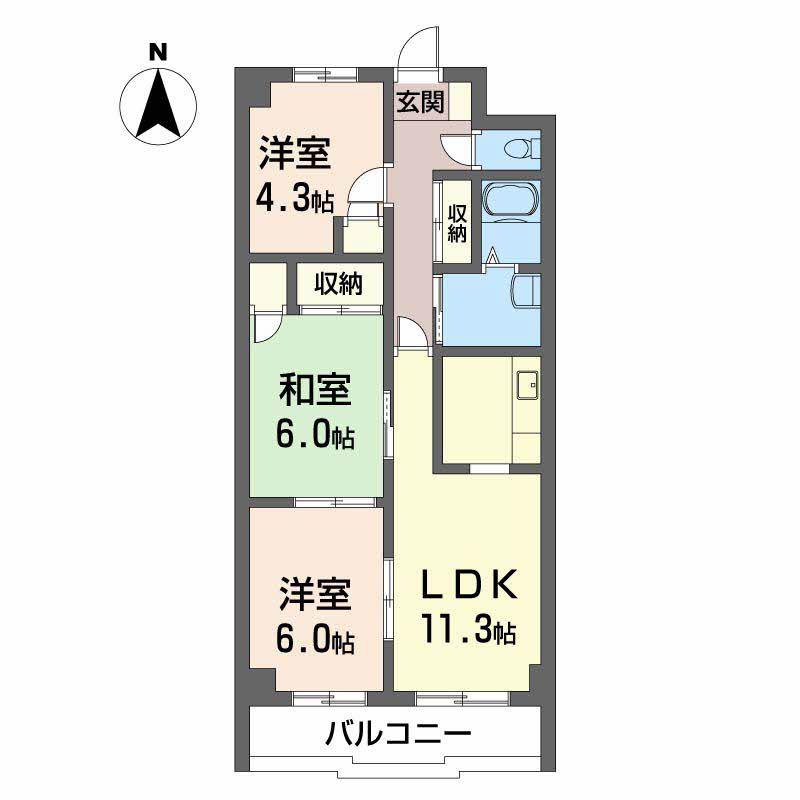 コスモス府中(3LDK/2階)の間取り写真