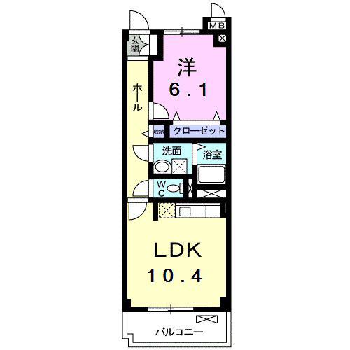 サン フィールドII(1LDK/1階)の間取り写真