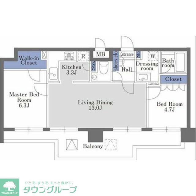 ドゥーエ日本橋(2LDK/10階)の間取り写真