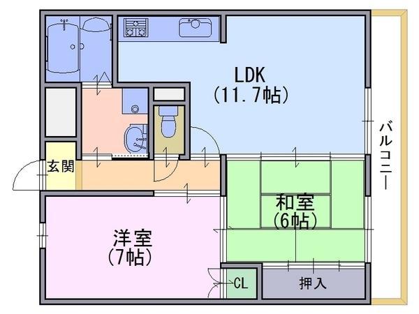 サンピエール(2LDK/3階)の間取り写真