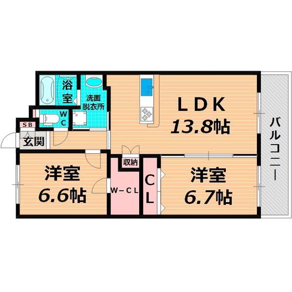 ル シュマン(2LDK/3階)の間取り写真