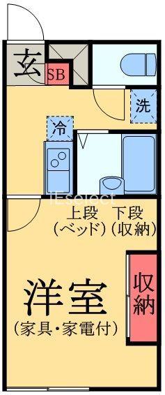 LPシャトーB(1K/2階)の間取り写真