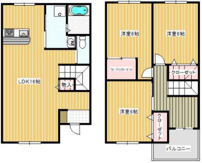 SCAL津福(3LDK/1階)の間取り写真