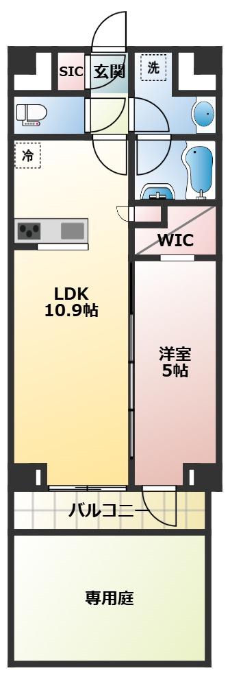 ピアース日吉(1LDK/1階)の間取り写真