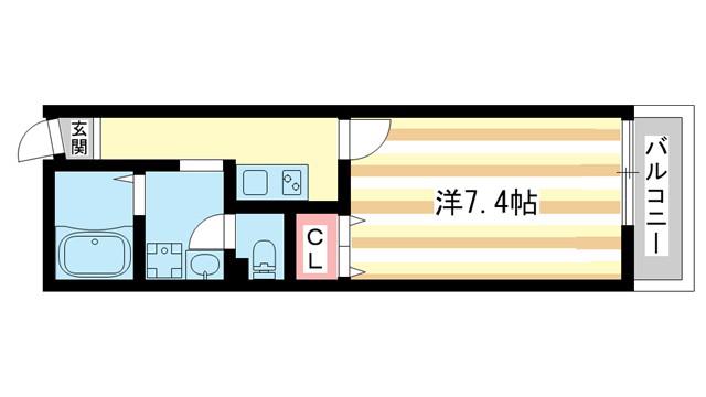 GRADITO富雄駅前 2番館(1K/1階)の間取り写真