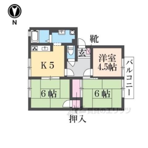 ファミールコーポ高屋4(3DK/2階)の間取り写真