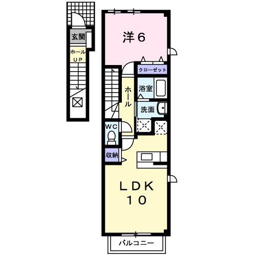 カルティベイト篠栗北 I(1LDK/2階)の間取り写真
