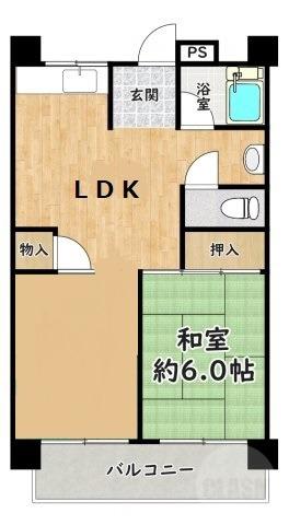 ハイツ米屋(1LDK/2階)の間取り写真