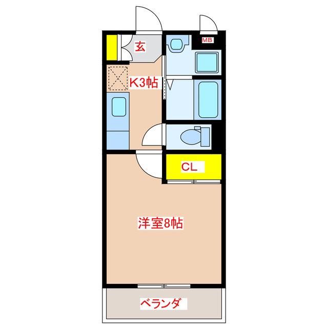 イーストベースVII(1K/1階)の間取り写真