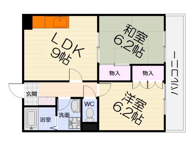 コート上野芝(2LDK/3階)の間取り写真