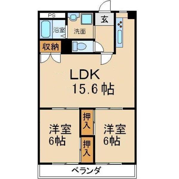 サンライト星ヶ丘(2LDK/2階)の間取り写真