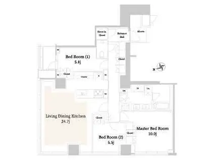 THE RESIDENCE ROPPONGI ザ・レジデンス六本木(3LDK/10階)の間取り写真