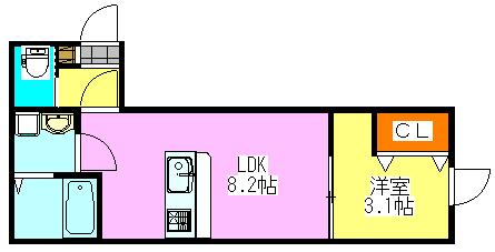 KEIAI RESIDENCE 北習志野III(1LDK/2階)の間取り写真