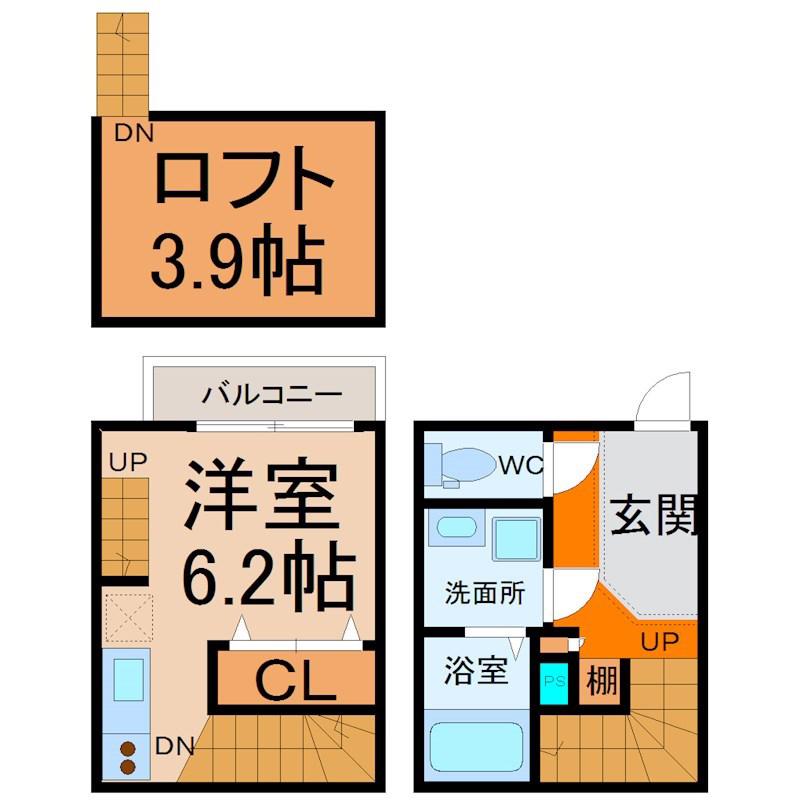 コンフォート本陣(1K/2階)の間取り写真