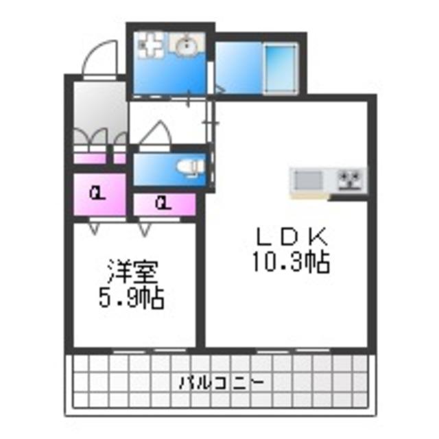 ブルーメ平野西(1LDK/2階)の間取り写真