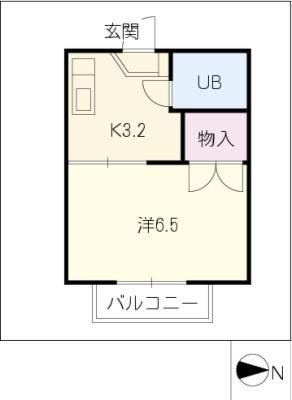 ジュネス有松(1K/2階)の間取り写真