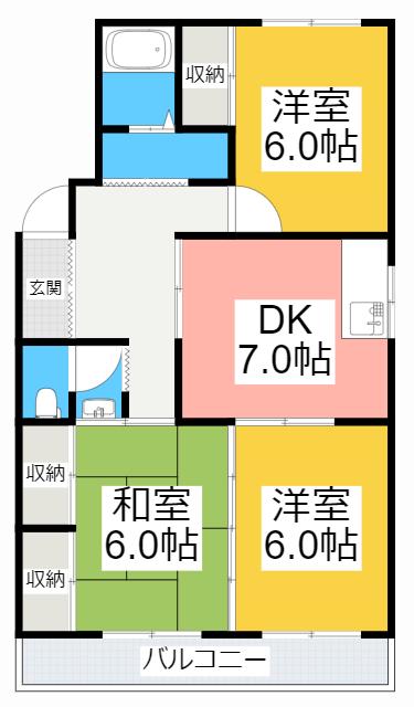 グリーンヒル高根(3DK/2階)の間取り写真