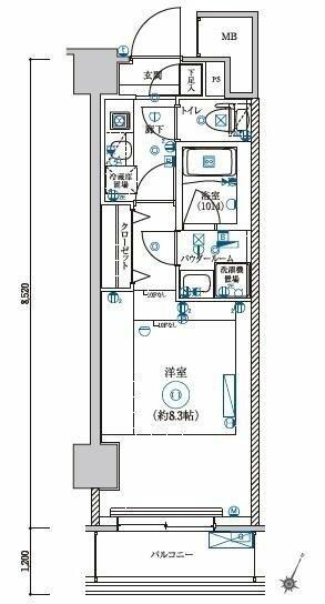 LEXE AZEST横濱関内(1K/4階)の間取り写真