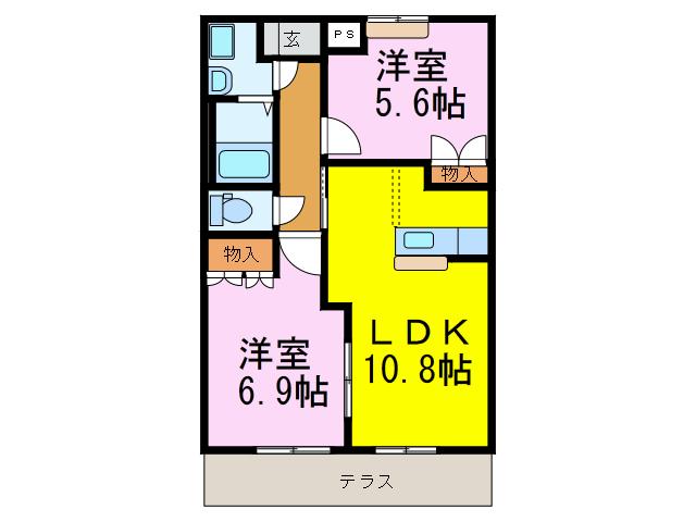ファーストヴィレッジヒル(2LDK/1階)の間取り写真