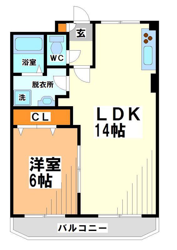 コア・クレイン当社管理物件(1LDK/4階)の間取り写真