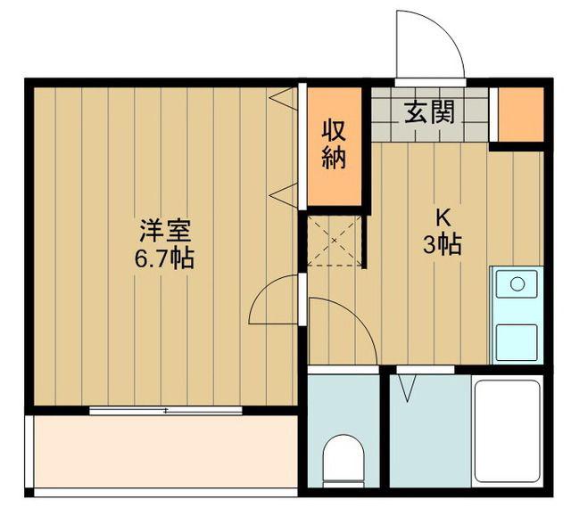 メゾンM(1K/2階)の間取り写真