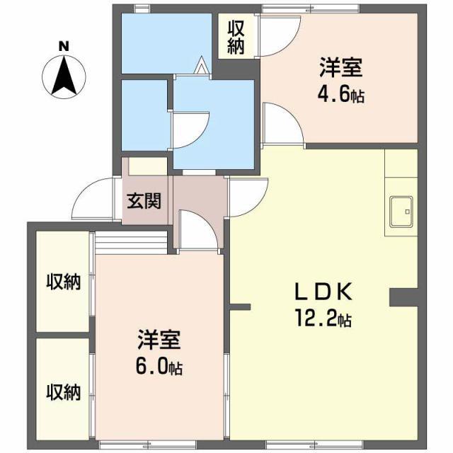 やまいちコーポ第2 B(2LDK/1階)の間取り写真