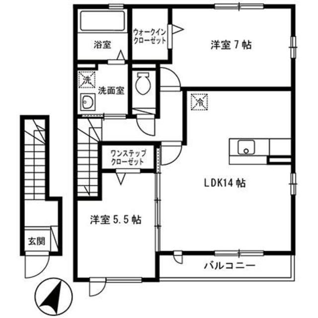 ヴィラファミール(2LDK/2階)の間取り写真
