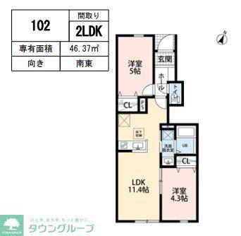 リーブルファイン柏新柏(2LDK/1階)の間取り写真