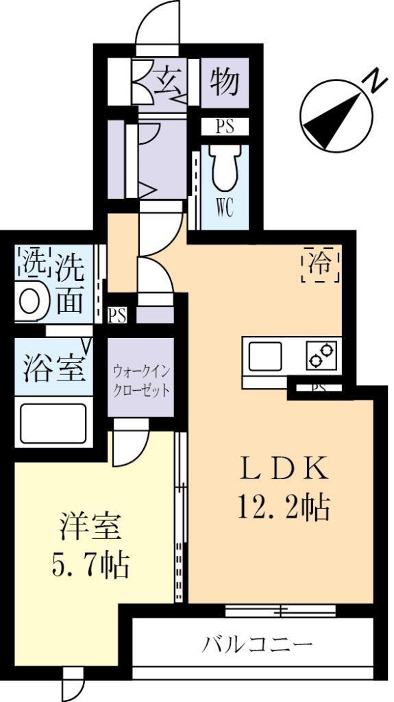 ルノアーデル(1LDK/2階)の間取り写真