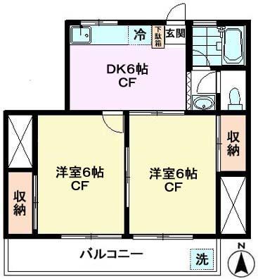 増田コーポ3号棟(2DK/2階)の間取り写真