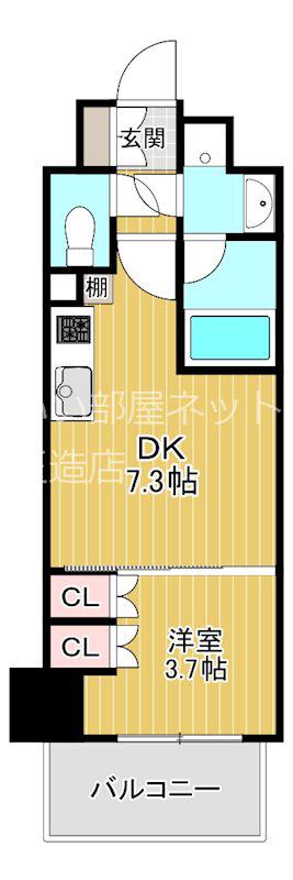 シティカレント天王寺アリー(1DK/8階)の間取り写真