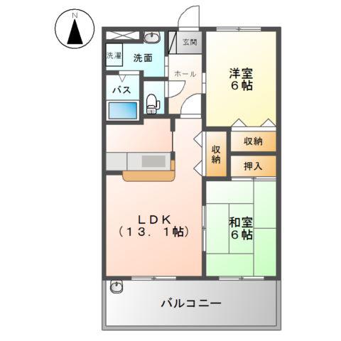 サンルーム秋桜(2LDK/1階)の間取り写真