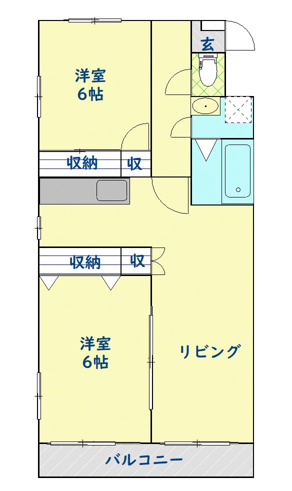 マンションケストB(2LDK/3階)の間取り写真