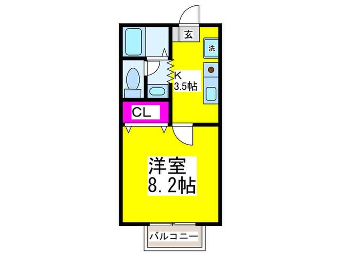 クレール北長尾(1K/1階)の間取り写真