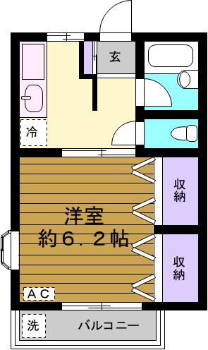 メゾンフォレスト(1K/2階)の間取り写真