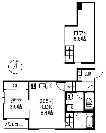 セレーノ博多南 657(1LDK/2階)の間取り写真