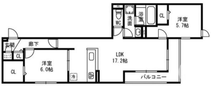 D-RESIDENCE西野A棟(2LDK/1階)の間取り写真