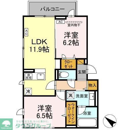 レジデンスヒルトップX XI X(2LDK/3階)の間取り写真