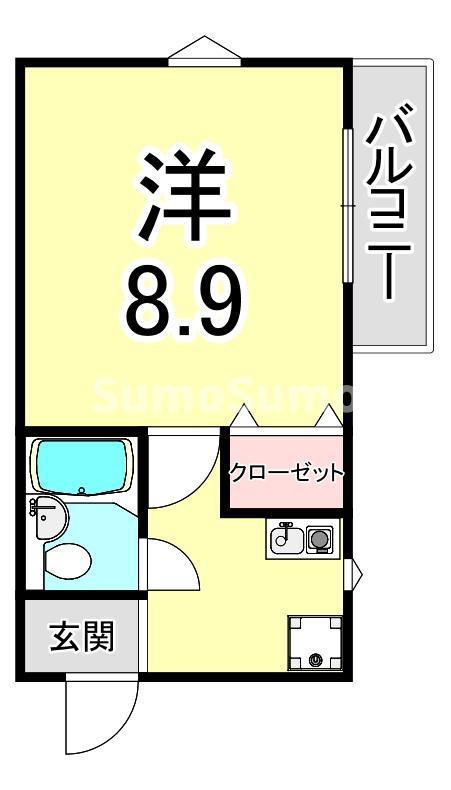 石屋川サンシャイン(1K/3階)の間取り写真