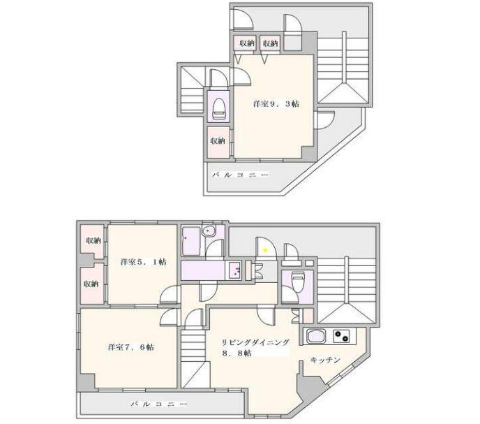 関根ビル(3LDK/4階)の間取り写真