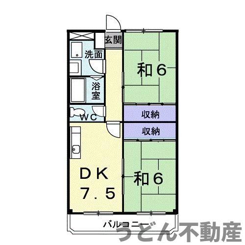 マリッチF1(2DK/3階)の間取り写真