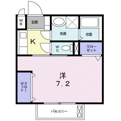 エスポワ メゾン(1K/2階)の間取り写真